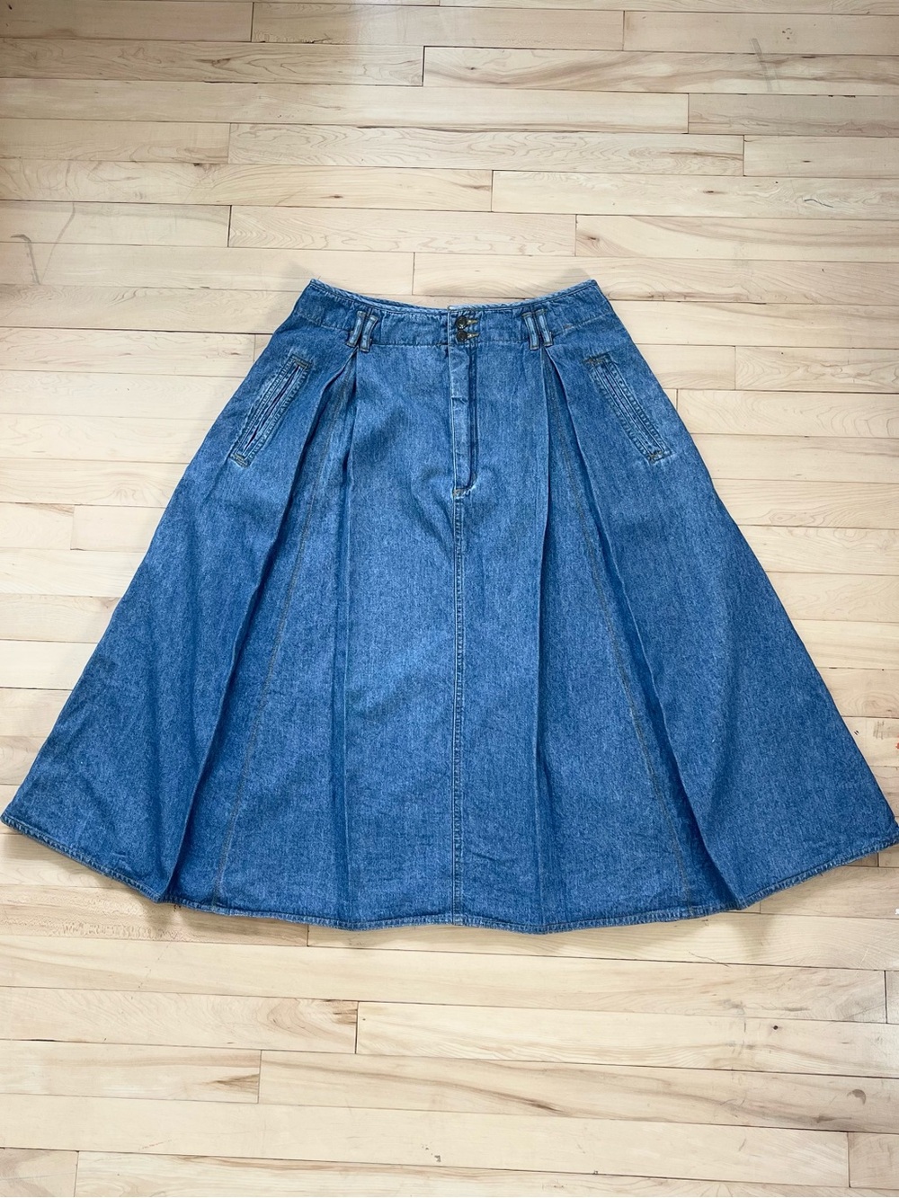 90s Gloria Vanderbilt Denim Prairie Cottagecore Midi Skirt